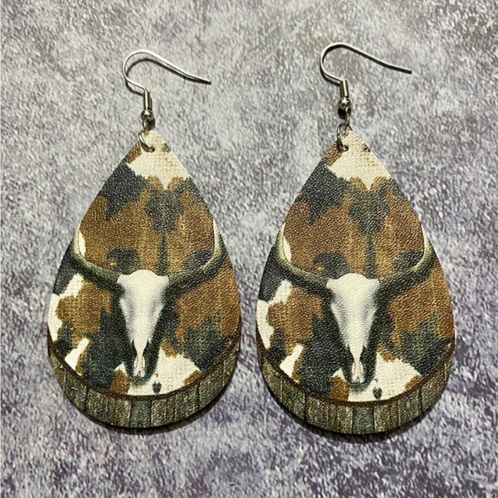 Faux Leather Western Dangle Earrings
